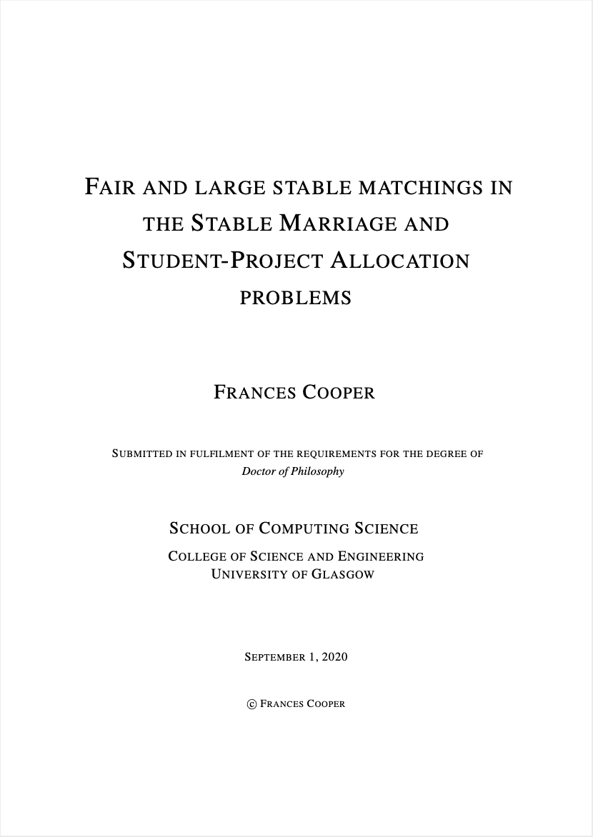 thesis: Fair and Large Stable Matchings in the Stable Marriage and Student-Project Allocation Problems